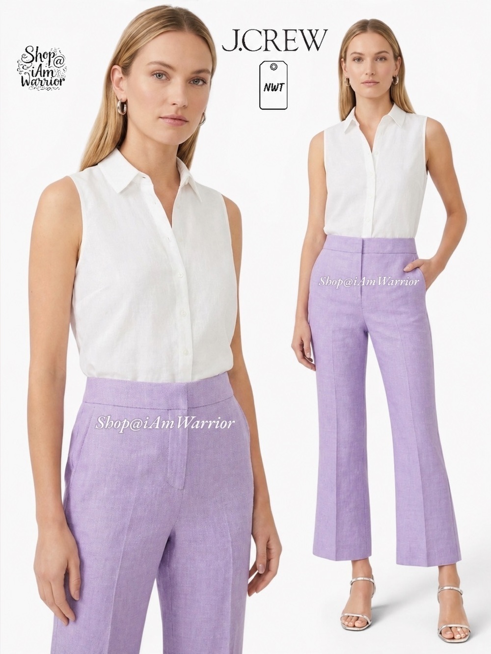 J.Crew NWT lavender stretch linen kick out cropped pants *shop@iamwarrior